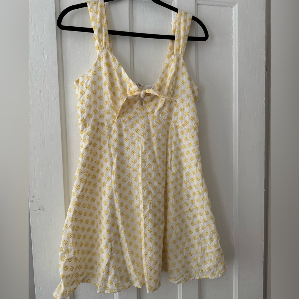 White & Yellow Embroidered Sundress